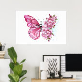 Flower Butterfly with Pink Sakura Poster (Heimbüro)