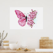 Flower Butterfly with Pink Sakura Poster (Küche)