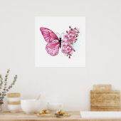 Flower Butterfly with Pink Sakura Poster (Küche)