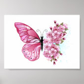 Flower Butterfly with Pink Sakura Poster (Vorne)