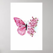 Flower Butterfly with Pink Sakura Poster (Vorne)