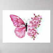 Flower Butterfly with Pink Sakura Poster (Vorne)
