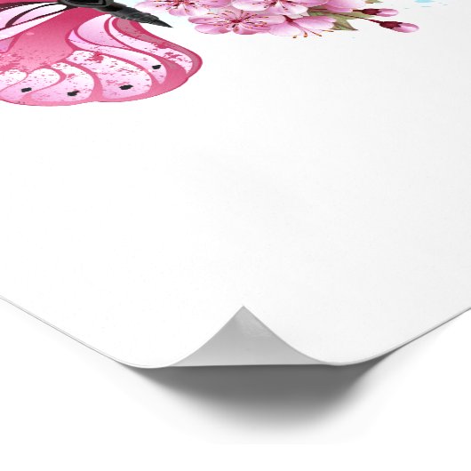 Flower Butterfly with Pink Sakura Poster (Ecke)