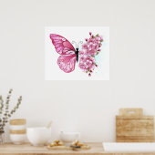 Flower Butterfly with Pink Sakura Poster (Küche)