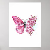 Flower Butterfly with Pink Sakura Poster (Vorne)