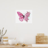 Flower Butterfly with Pink Sakura Poster (Küche)