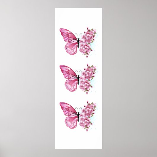 Flower Butterfly with Pink Sakura Poster (Vorne)