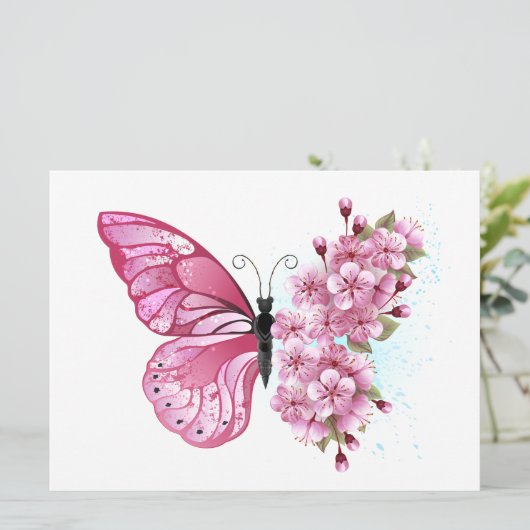 Flower Butterfly with Pink Sakura Programm (Stehend Vorderseite)