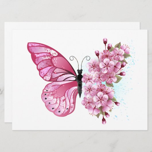Flower Butterfly with Pink Sakura Programm (Vorne/Hinten)