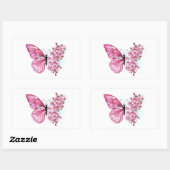 Flower Butterfly with Pink Sakura Rechteckiger Aufkleber (Blatt)