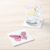 Flower Butterfly with Pink Sakura Rechteckiger Pappuntersetzer (Vor Ort)