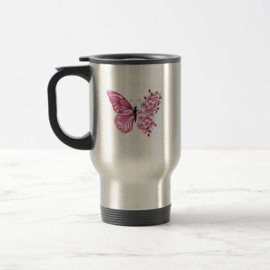 Flower Butterfly with Pink Sakura Reisebecher (Links)