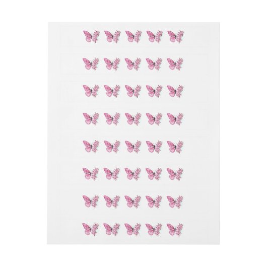 Flower Butterfly with Pink Sakura Rundum-Adressaufkleber (Bogen)