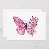 Flower Butterfly with Pink Sakura Save The Date (Vorne/Hinten)
