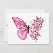 Flower Butterfly with Pink Sakura Save The Date (Vorderseite)