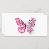 Flower Butterfly with Pink Sakura Save The Date (Vorne/Hinten)