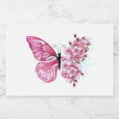 Flower Butterfly with Pink Sakura Schaumweinetikett (Einzelnes Label)