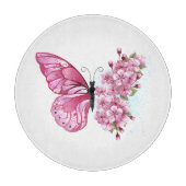 Flower Butterfly with Pink Sakura Schneidebrett (Vorderseite)