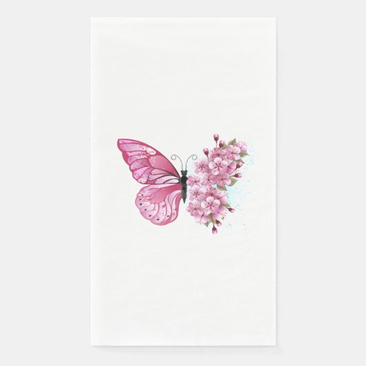 Flower Butterfly with Pink Sakura Serviette (Vorderseite)