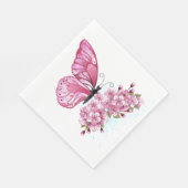 Flower Butterfly with Pink Sakura Serviette (Ecke)