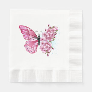 Flower Butterfly with Pink Sakura Serviette