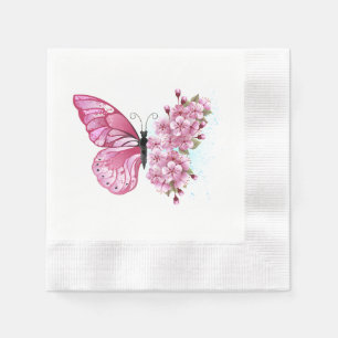 Flower Butterfly with Pink Sakura Serviette