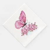 Flower Butterfly with Pink Sakura Serviette (Ecke)