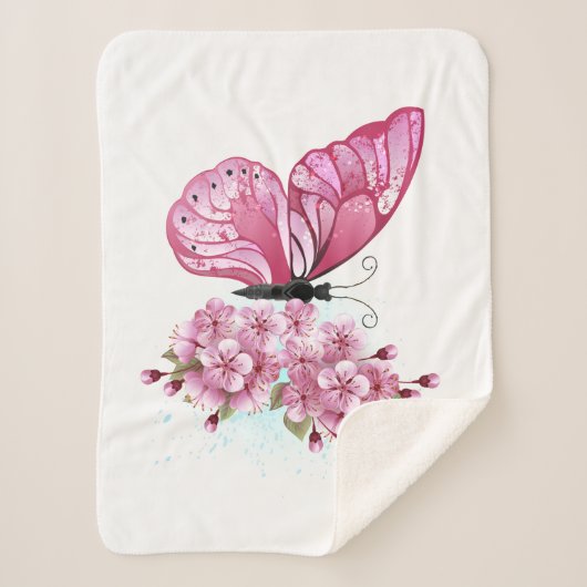 Flower Butterfly with Pink Sakura Sherpadecke (Vorderseite)