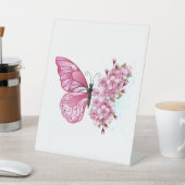 Flower Butterfly with Pink Sakura Sockelschild (In SItu)