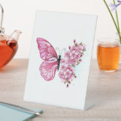 Flower Butterfly with Pink Sakura Sockelschild (In Situ)