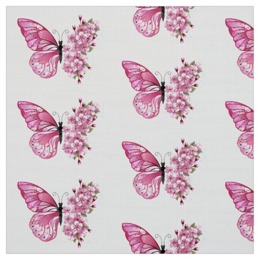 Flower Butterfly with Pink Sakura Stoff (Muster)