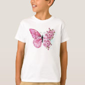 Flower Butterfly with Pink Sakura T-Shirt (Vorderseite)