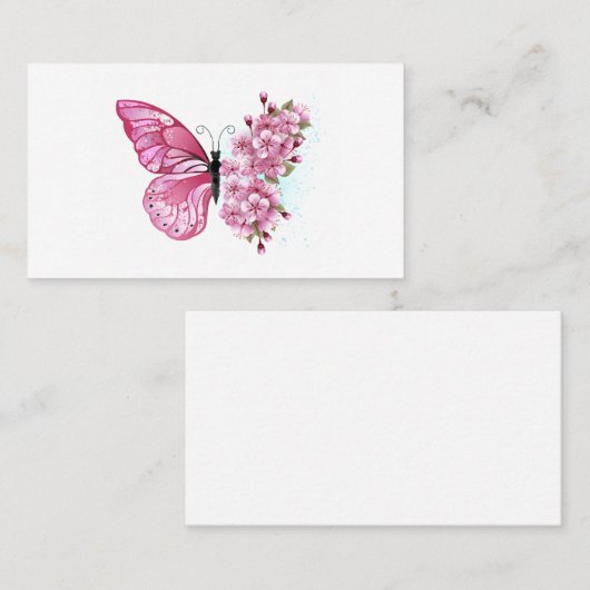 Flower Butterfly with Pink Sakura Terminkarte (Vorne/Hinten)