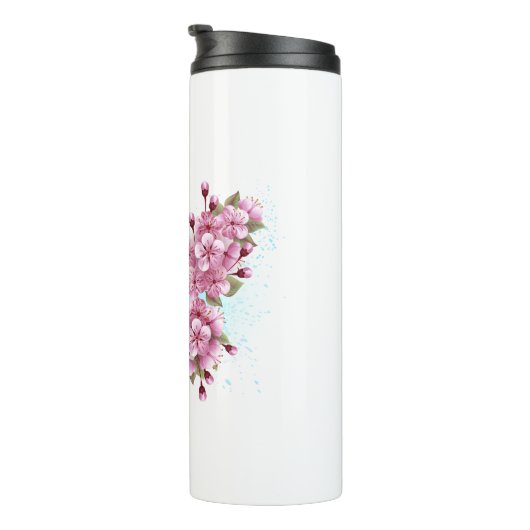 Flower Butterfly with Pink Sakura Thermosbecher (Nach rechts gedreht)