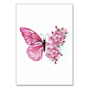 Flower Butterfly with Pink Sakura Tischnummer