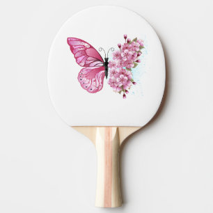 Flower Butterfly with Pink Sakura Tischtennis Schläger