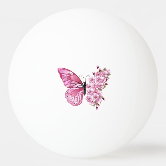 Flower Butterfly with Pink Sakura Tischtennisball (Vorderseite)