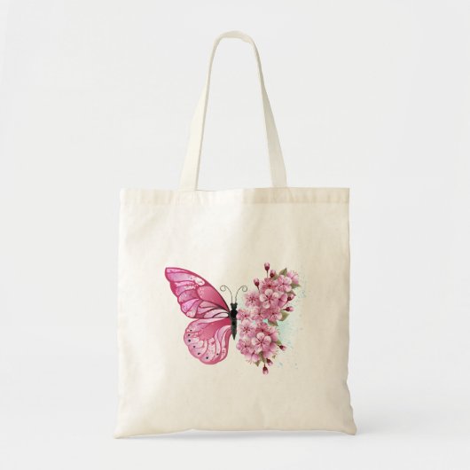 Flower Butterfly with Pink Sakura Tragetasche (Vorne)