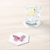 Flower Butterfly with Pink Sakura Untersetzer (Vor Ort)