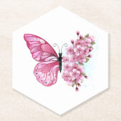 Flower Butterfly with Pink Sakura Untersetzer (Vorderseite)