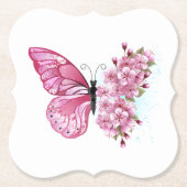 Flower Butterfly with Pink Sakura Untersetzer (Vorderseite)