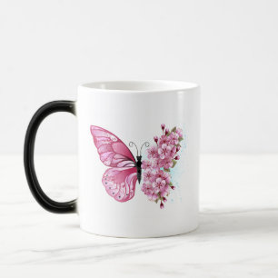 Flower Butterfly with Pink Sakura Verwandlungstasse