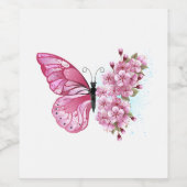 Flower Butterfly with Pink Sakura Weinetikett (Einzelnes Label)