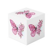 Flower Butterfly with Pink Sakura Würfel (Rückseite Schrägansicht)