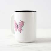 Flower Butterfly with Pink Sakura Zweifarbige Tasse (Vorderseite Links)