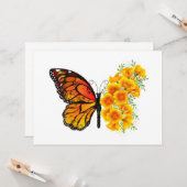 Flower Butterfly with Yellow California Poppy Karte (Vorderseite/Rückseite Beispiel)