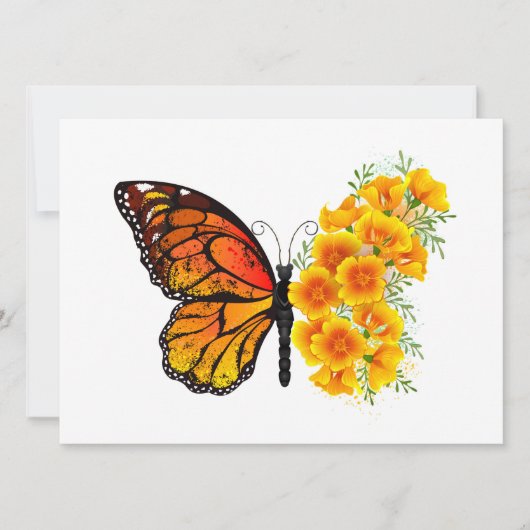 Flower Butterfly with Yellow California Poppy Karte (Vorderseite)