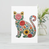 Flower Cat Wildflowers Kitten Lover Einladung (Stehend Vorderseite)