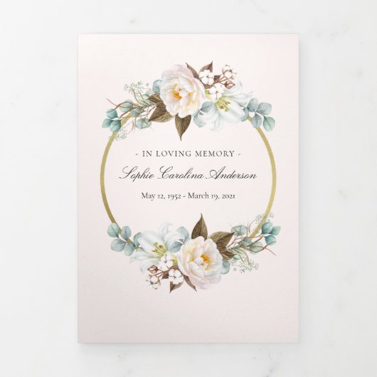 Flower Celebration of Life Program Dreifach Gefaltete Einladung (Cover)