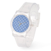 Flower Checkered Pattern No. 01 - Light Blue Armbanduhr (Winkel)